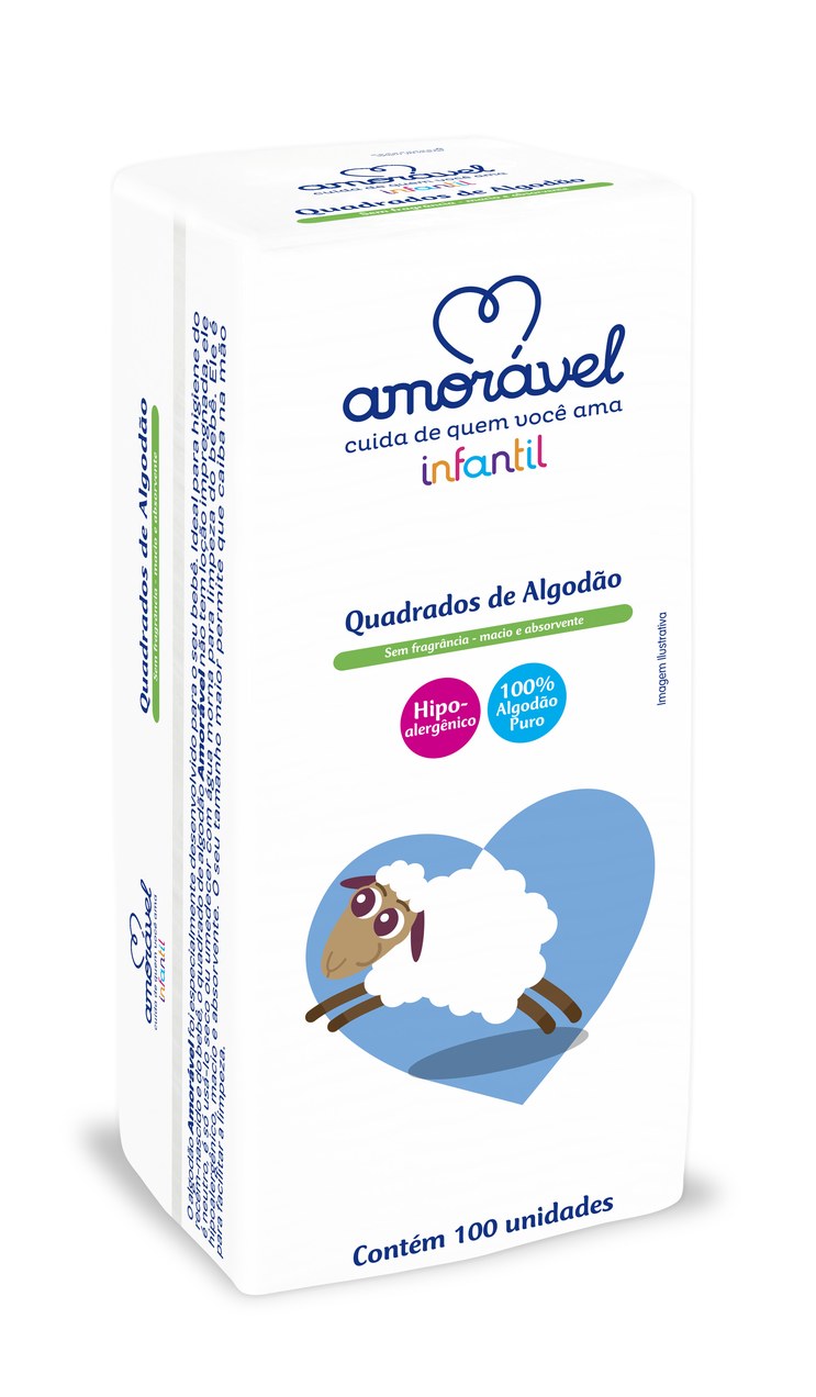 Algodão Quadrado Amorável Infantil 100 Unidades