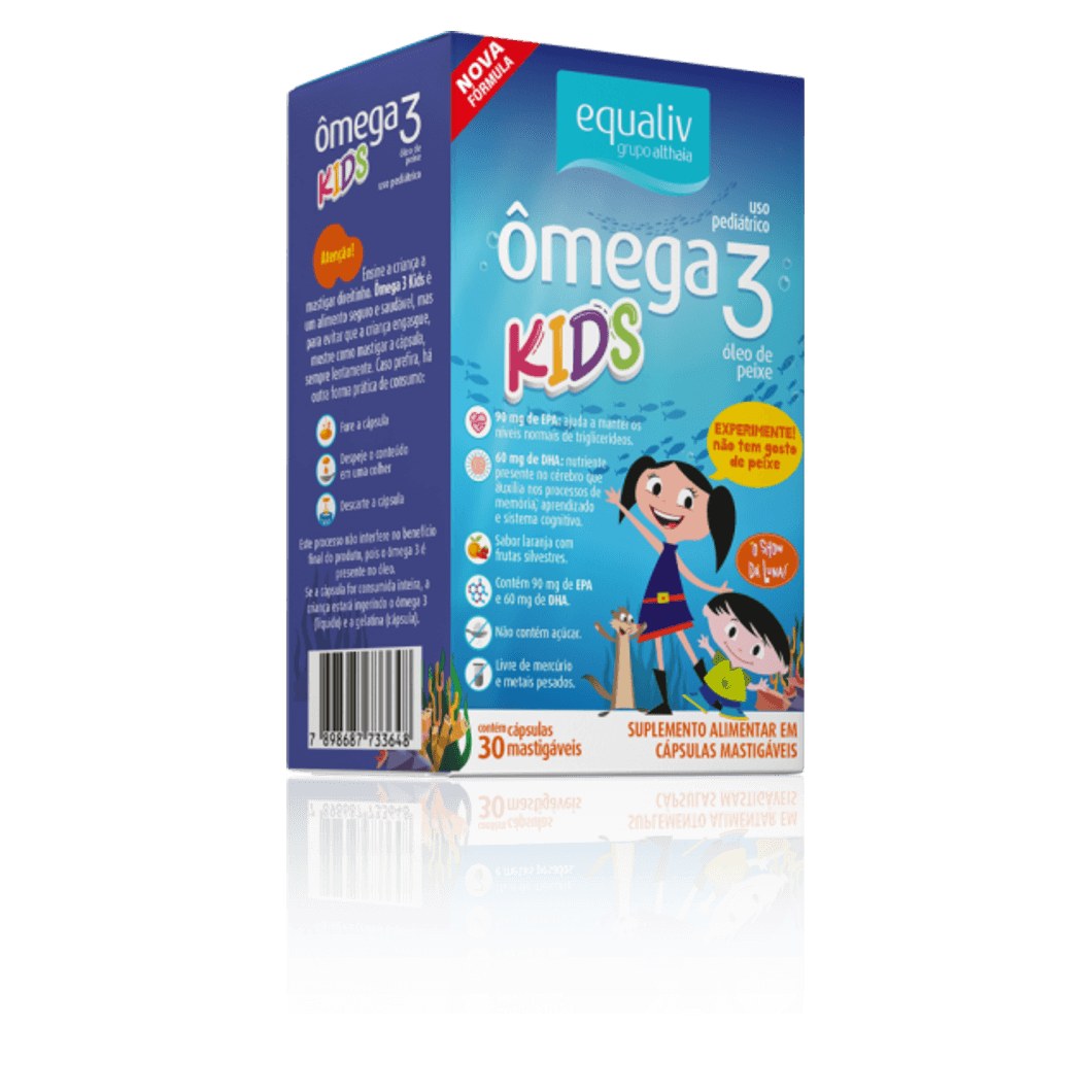 Equaliv Ômega 3 Pro Kids Oil Sabor Laranja 30 Cápsulas Mastigáveis