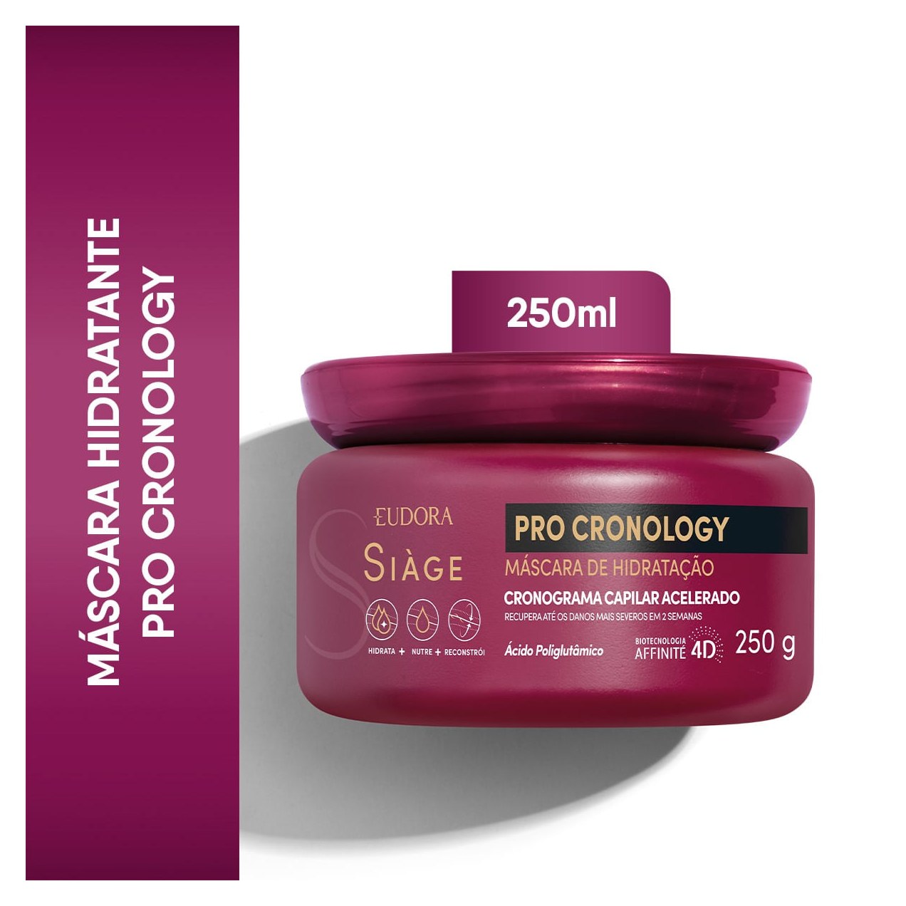 Kit Eudora Siàge Máscara de Tratamento Pro Cronology 250g 1 Uni + Potencializador de Nutrição 10ml 1 Uni + Potencializador de Reconstrução 10ml 1 Uni