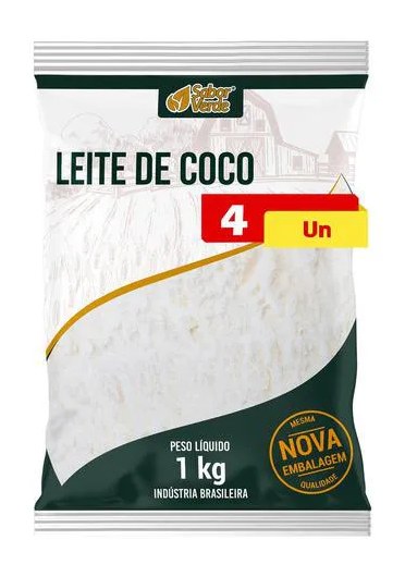 Leite de Coco em Pó Vegano 4 X 1kg Sabor Verde