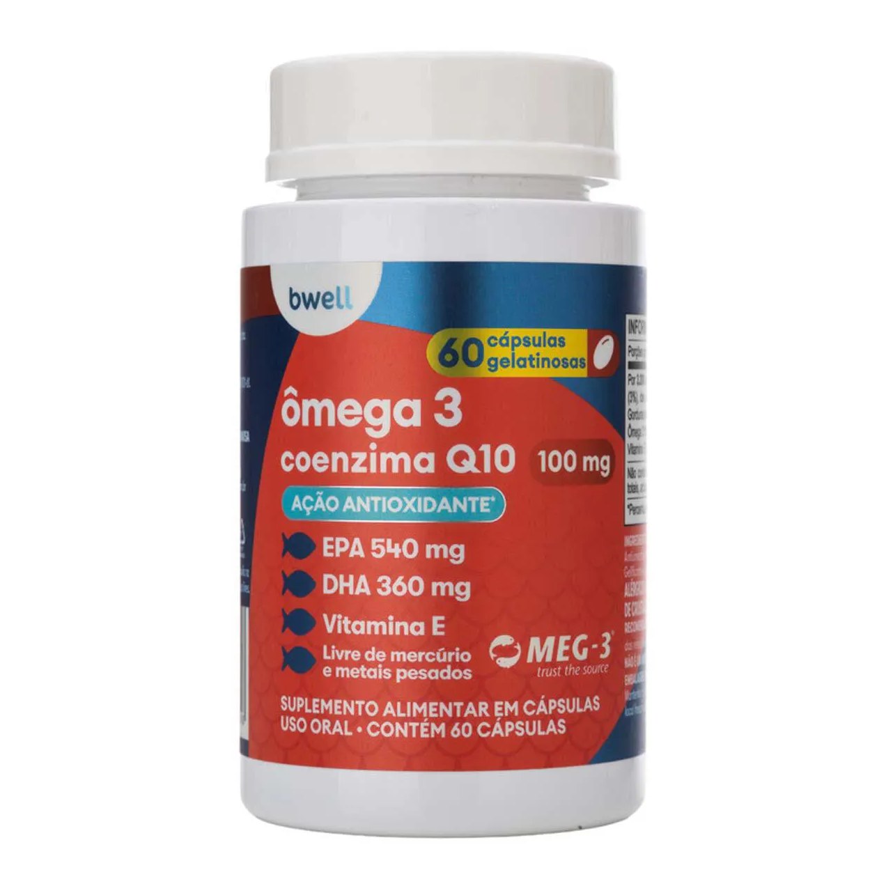 Ômega 3 bwell + Coenzima Q10 + Vitamina E 60 cápsulas