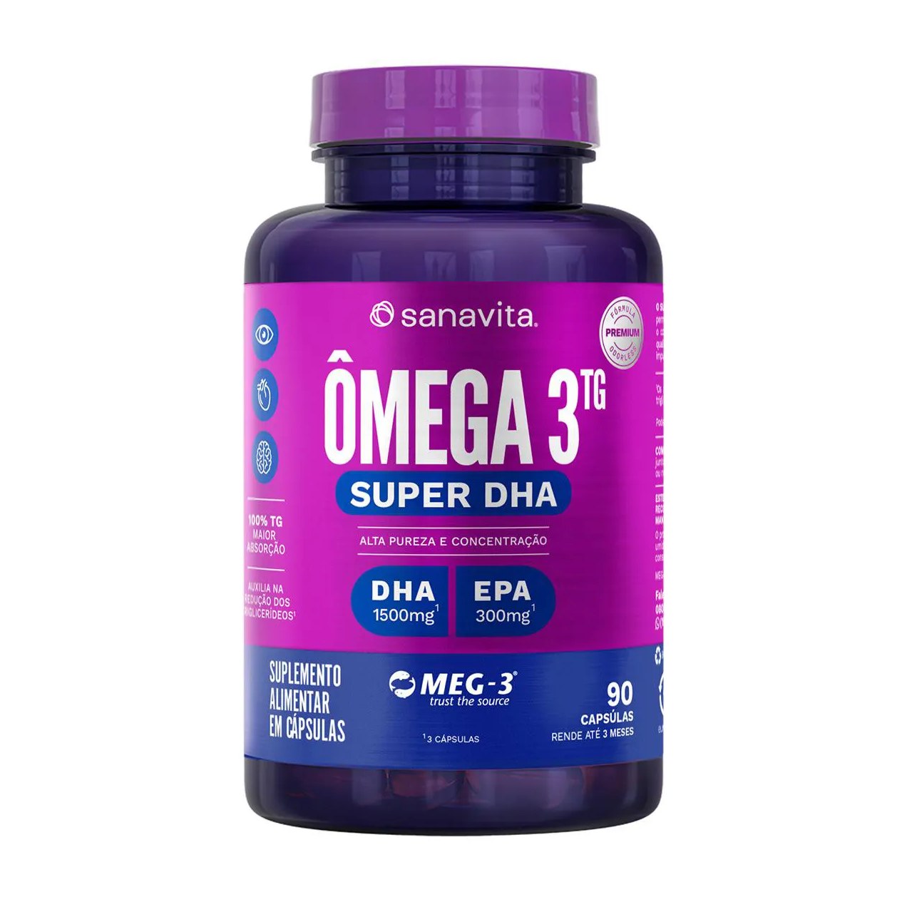 Ômega 3TG Sanavita Super DHA 90 cápsulas