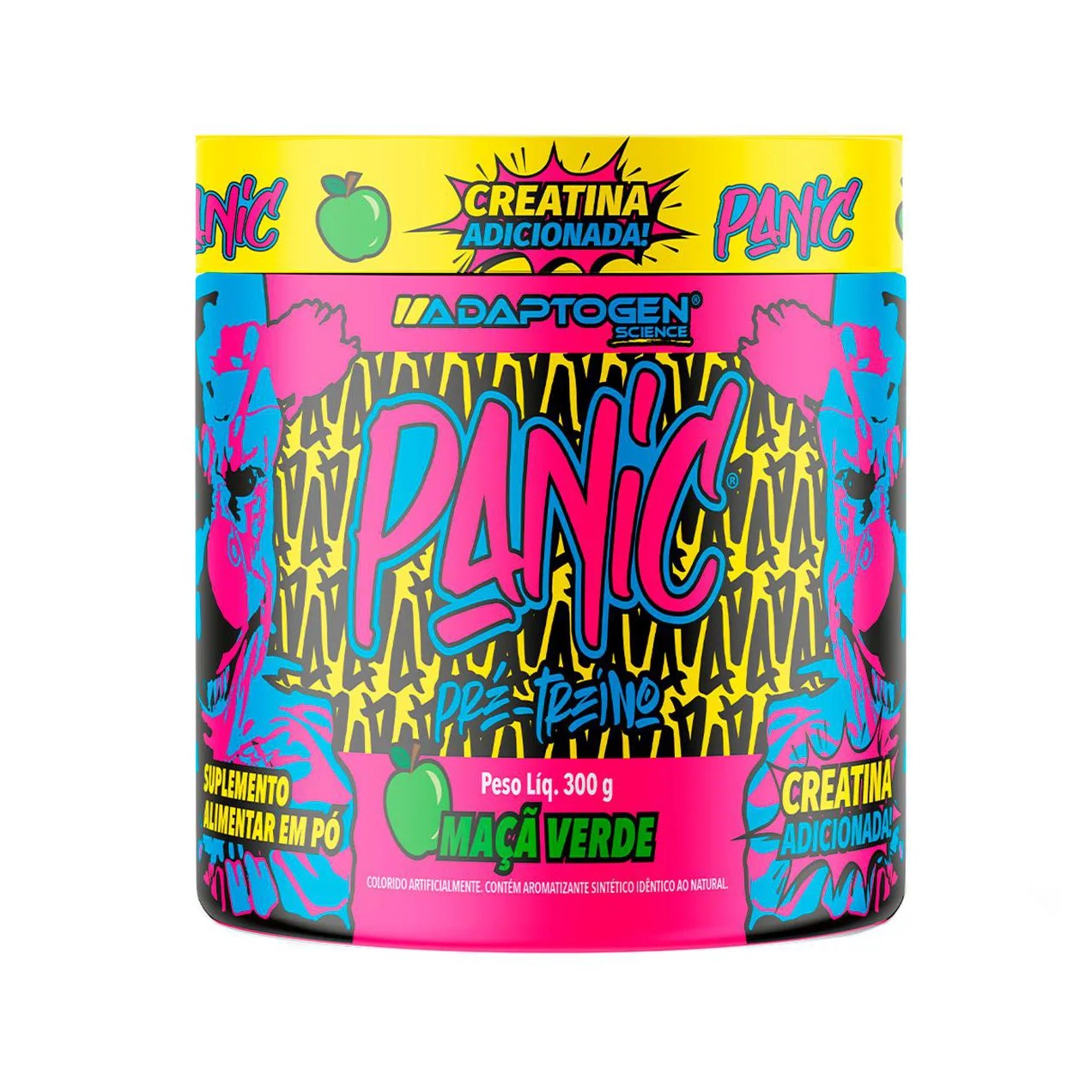 Pré-treino Adaptogen Panic com Creatina Maçã Verde 300g
