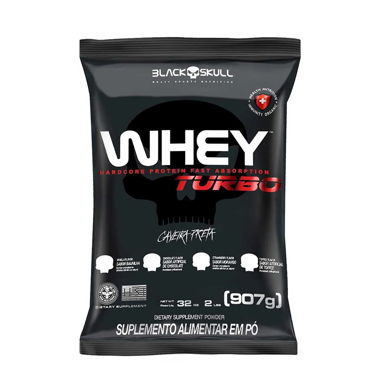 Refil Whey Turbo Black Skull Baunilha 907g
