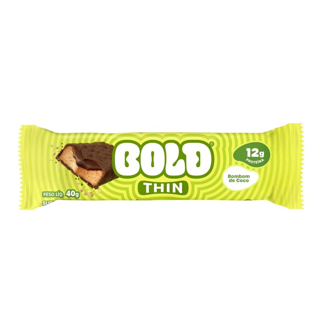 Barra De Proteína Bold Thin Bombom De Coco 40g