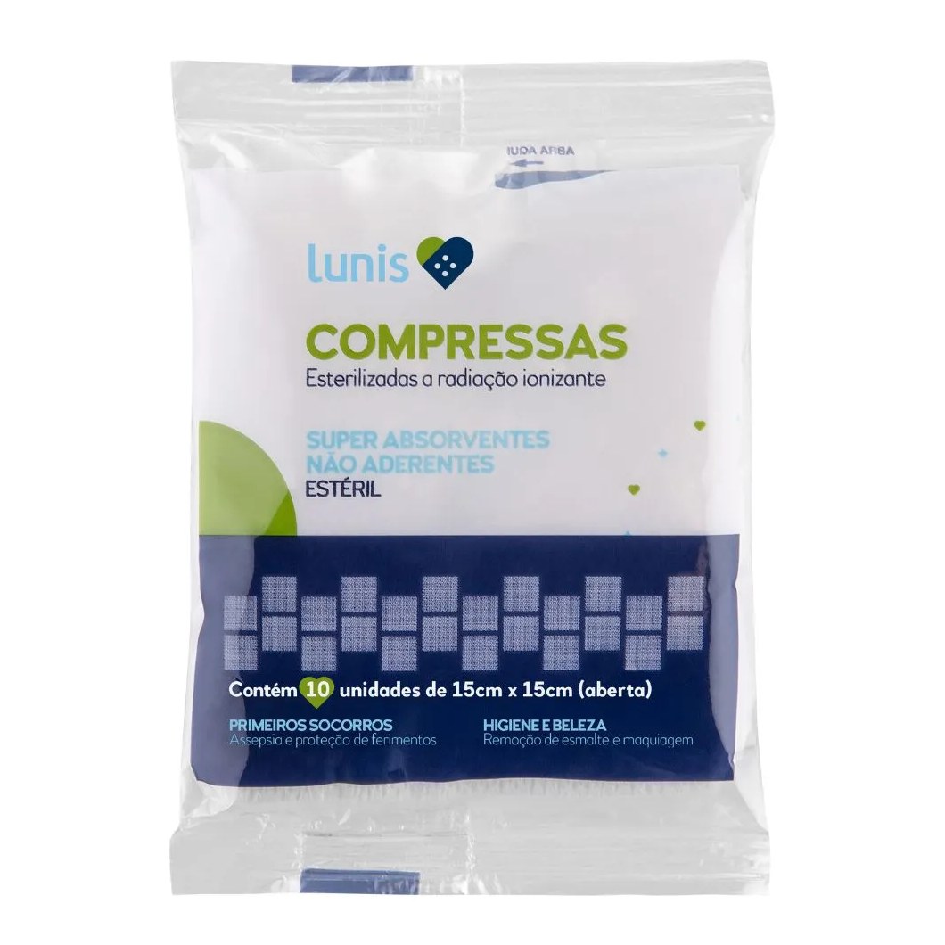 Compressa De Gaze Não Aderente Lunis 10 Unidades