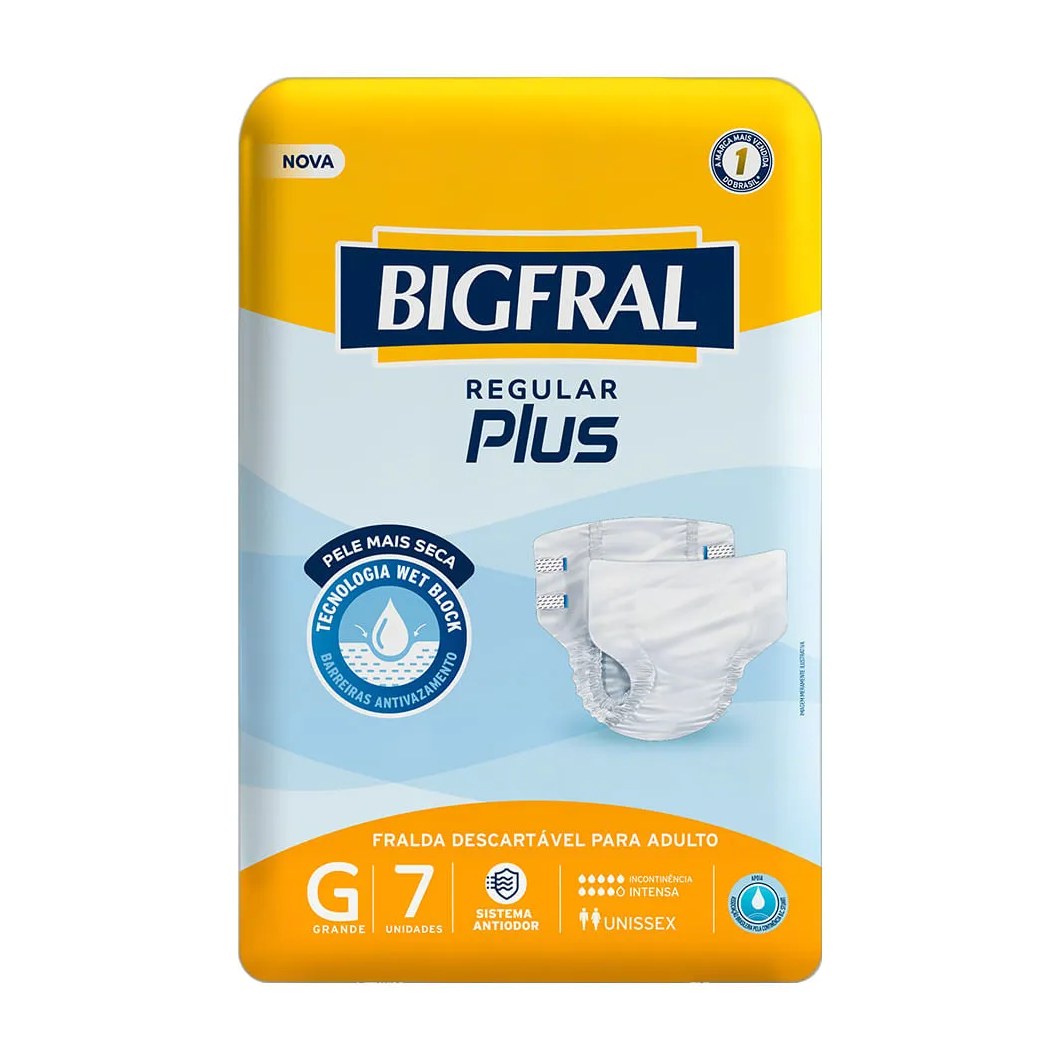 Fralda Bigfral Regular Plus Geriatrica Com 7 Tam.g
