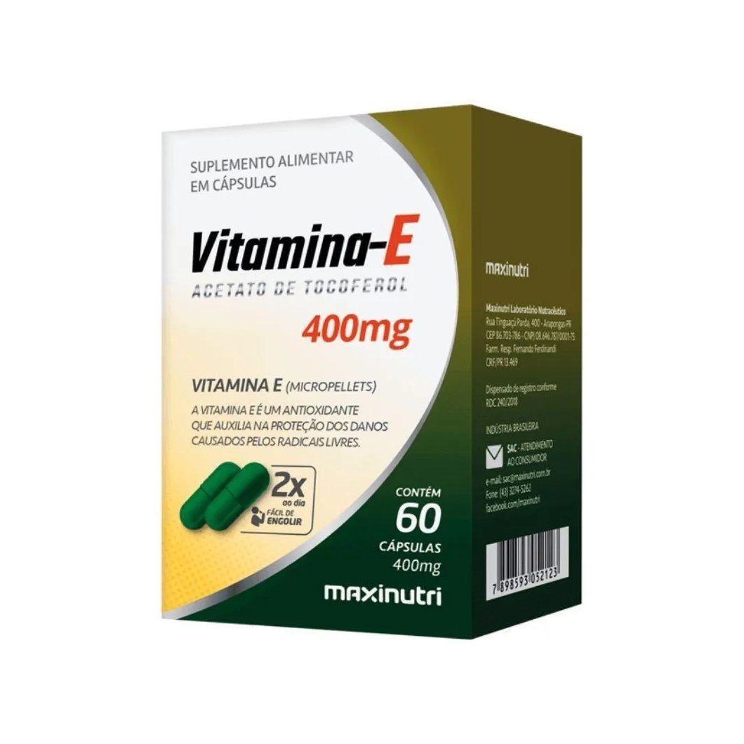Vitamina e 400mg 60 Cápsulas Maxinutri